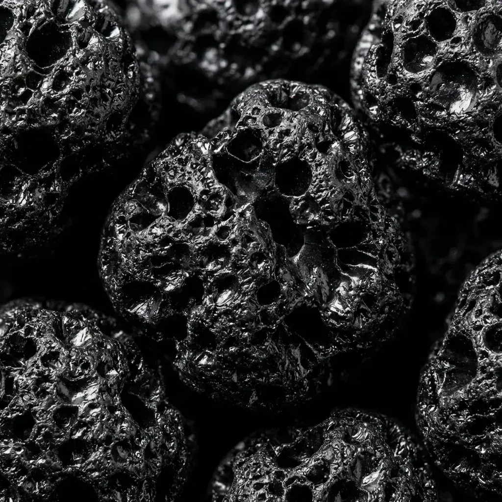 Macro view of activated carbon granules