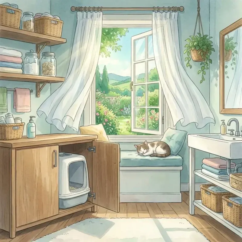 Cat relaxed in a fresh, odor-free home