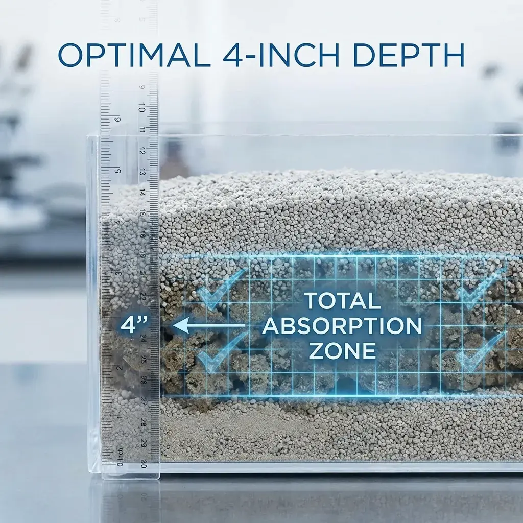 Diagram showing the 3 to 4 inch litter depth sweet spot